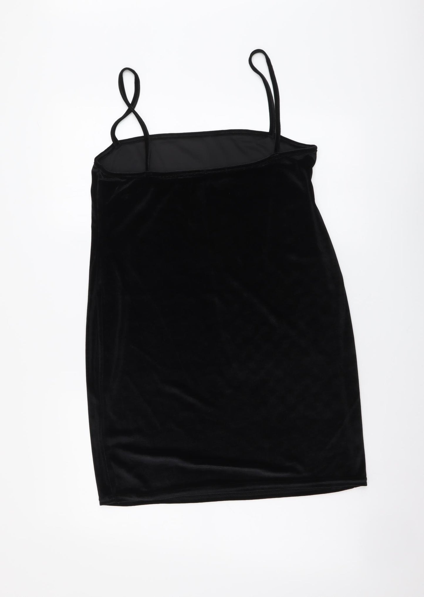 PRETTYLITTLETHING Womens Black Polyester Mini Size 16 Square Neck Pullover