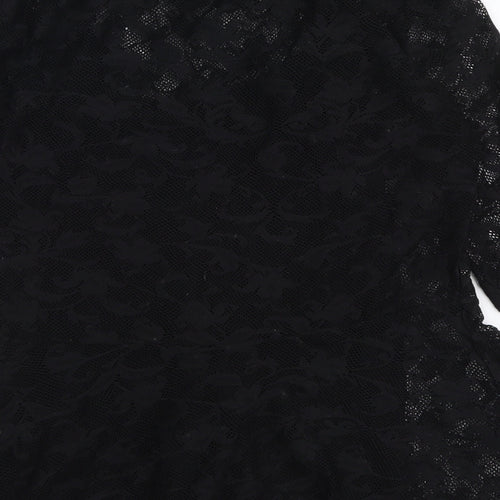 Dorothy Perkins Womens Black Polyester Basic Blouse Size 10 Round Neck