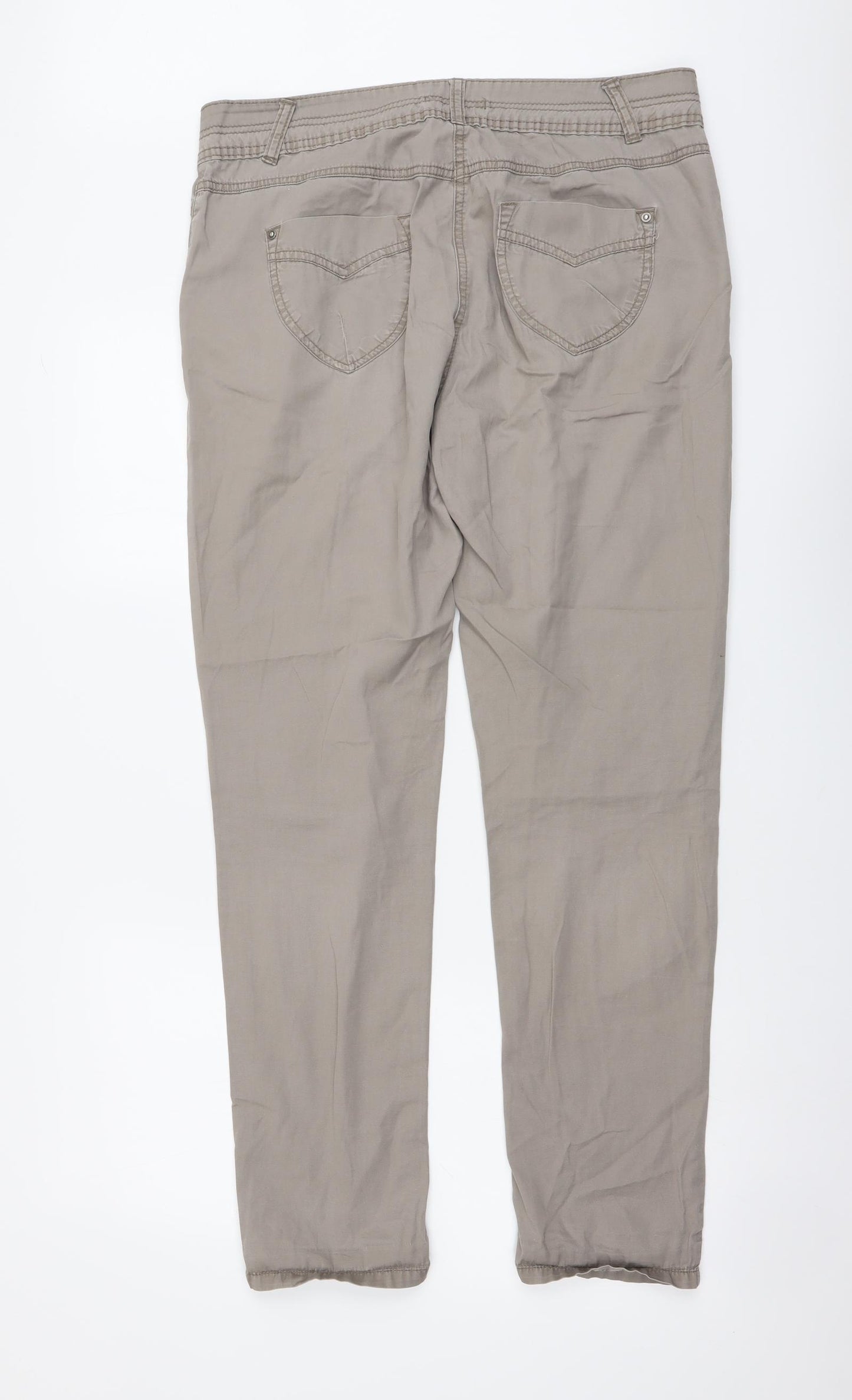George Womens Beige Cotton Trousers Size 12 L28 in Regular Button