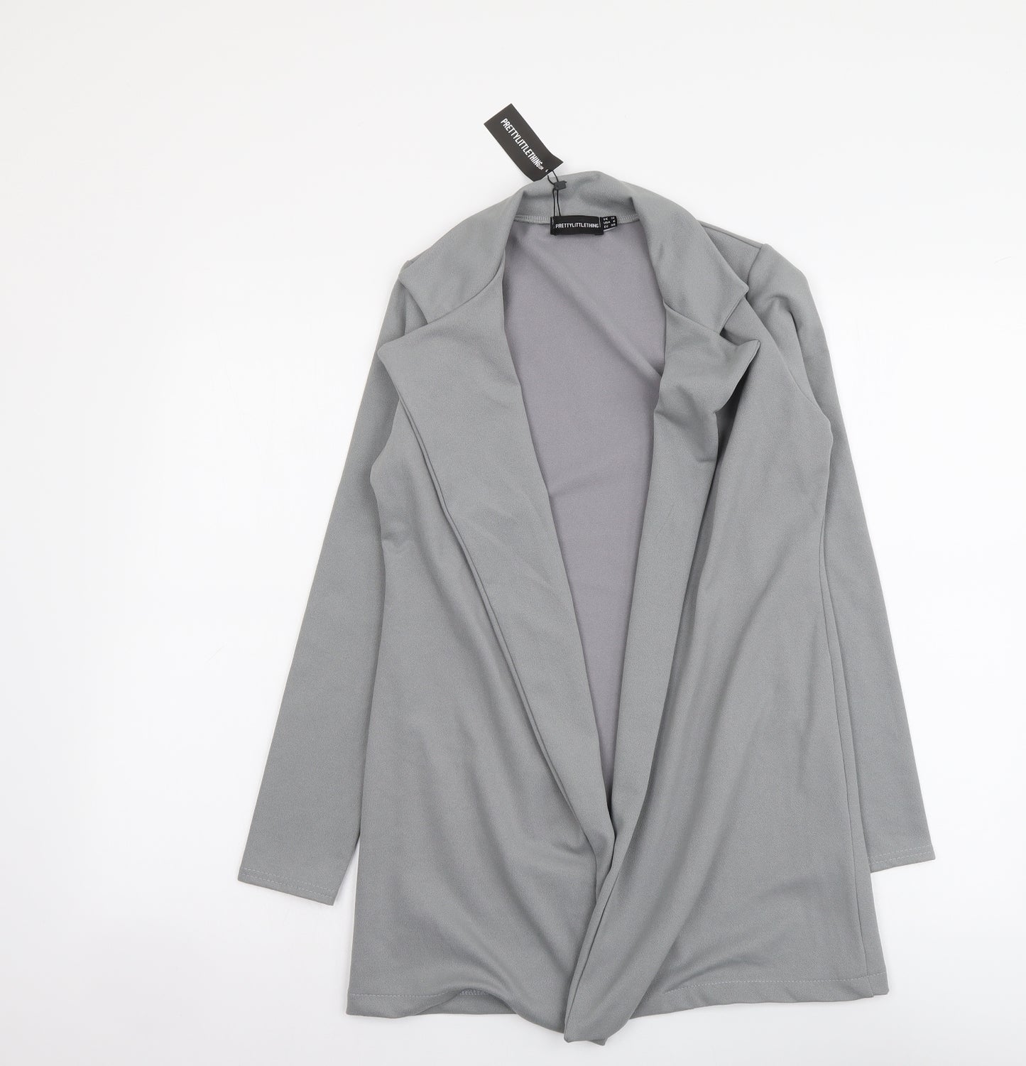 PRETTYLITTLETHING Womens Grey Jacket Size 10 Hook & Eye