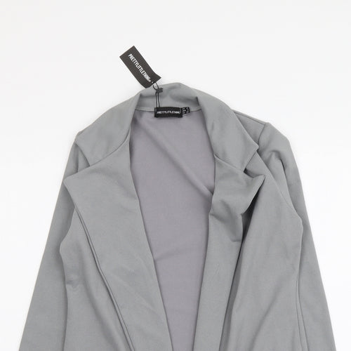 PRETTYLITTLETHING Womens Grey Jacket Size 10 Hook & Eye