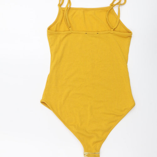 SheIn Womens Yellow Polyester Bodysuit One-Piece Size S Snap