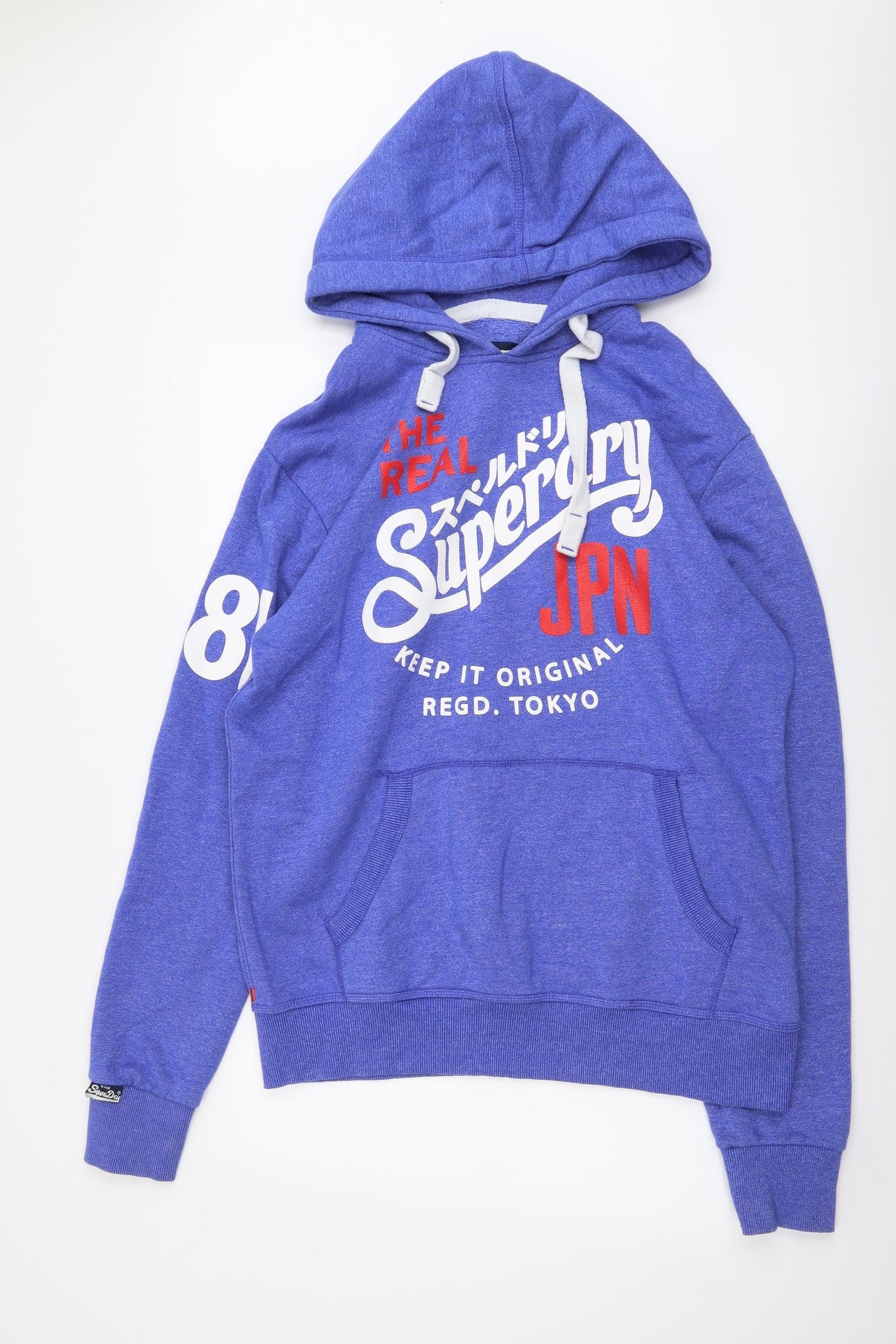 Superdry Mens Blue Cotton Pullover Hoodie Size L