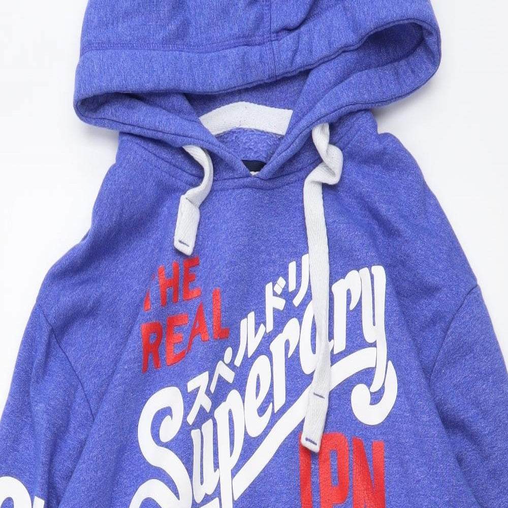 Superdry Mens Blue Cotton Pullover Hoodie Size L