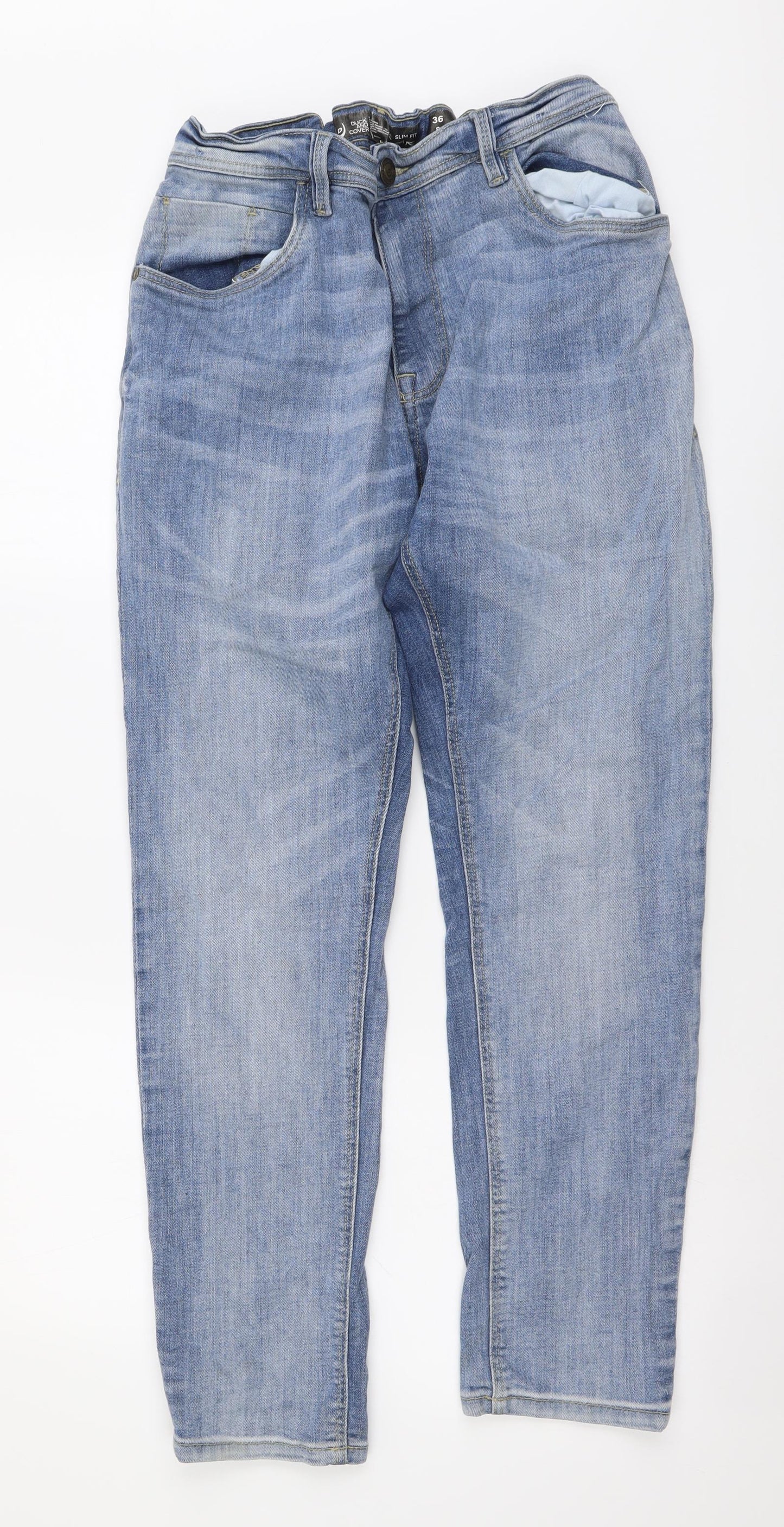 Duck and Cover Mens Blue Cotton Straight Jeans Size S L29 in Regular Button