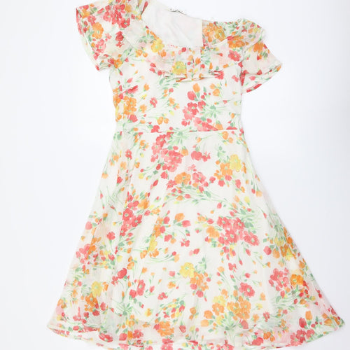 George Womens Multicoloured Floral Polyester A-Line Size 8 Round Neck Pullover