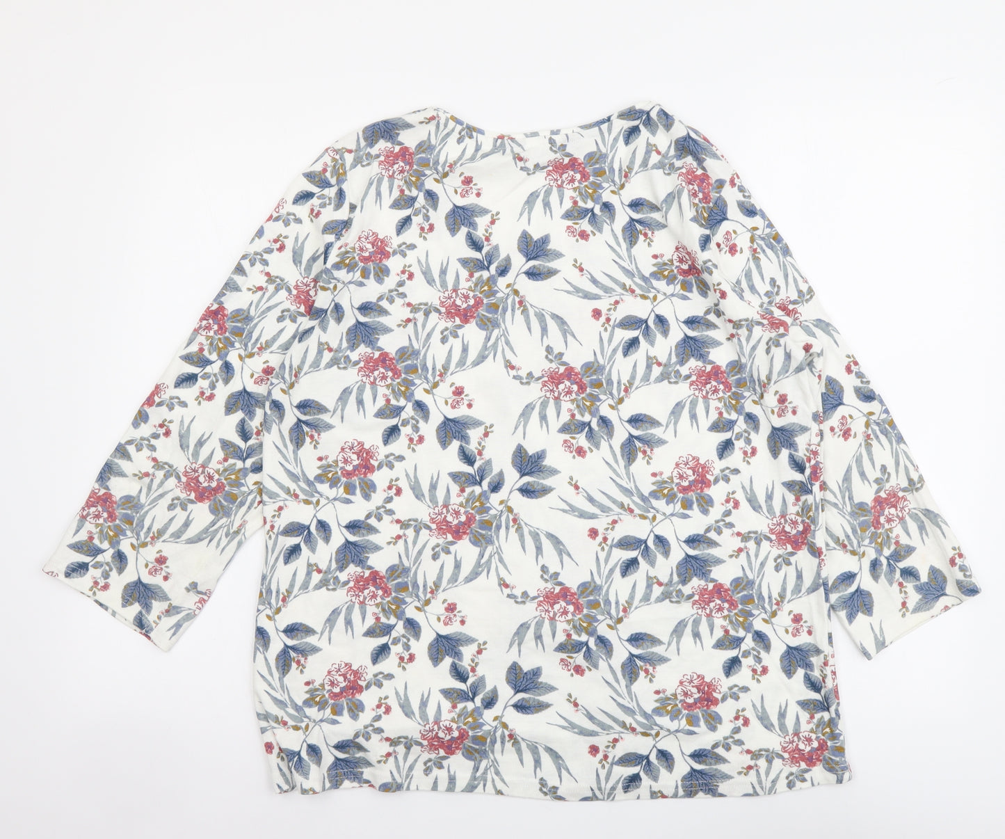 Isle Womens Multicoloured Floral Cotton Basic T-Shirt Size 10 V-Neck