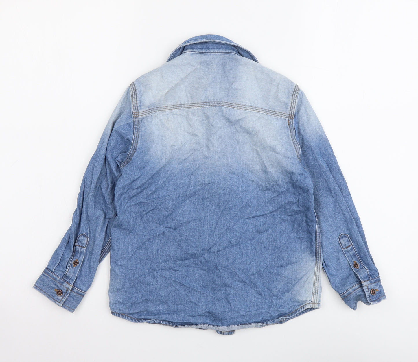 NEXT Girls Blue Cotton Basic Button-Up Size 6 Years Collared Button