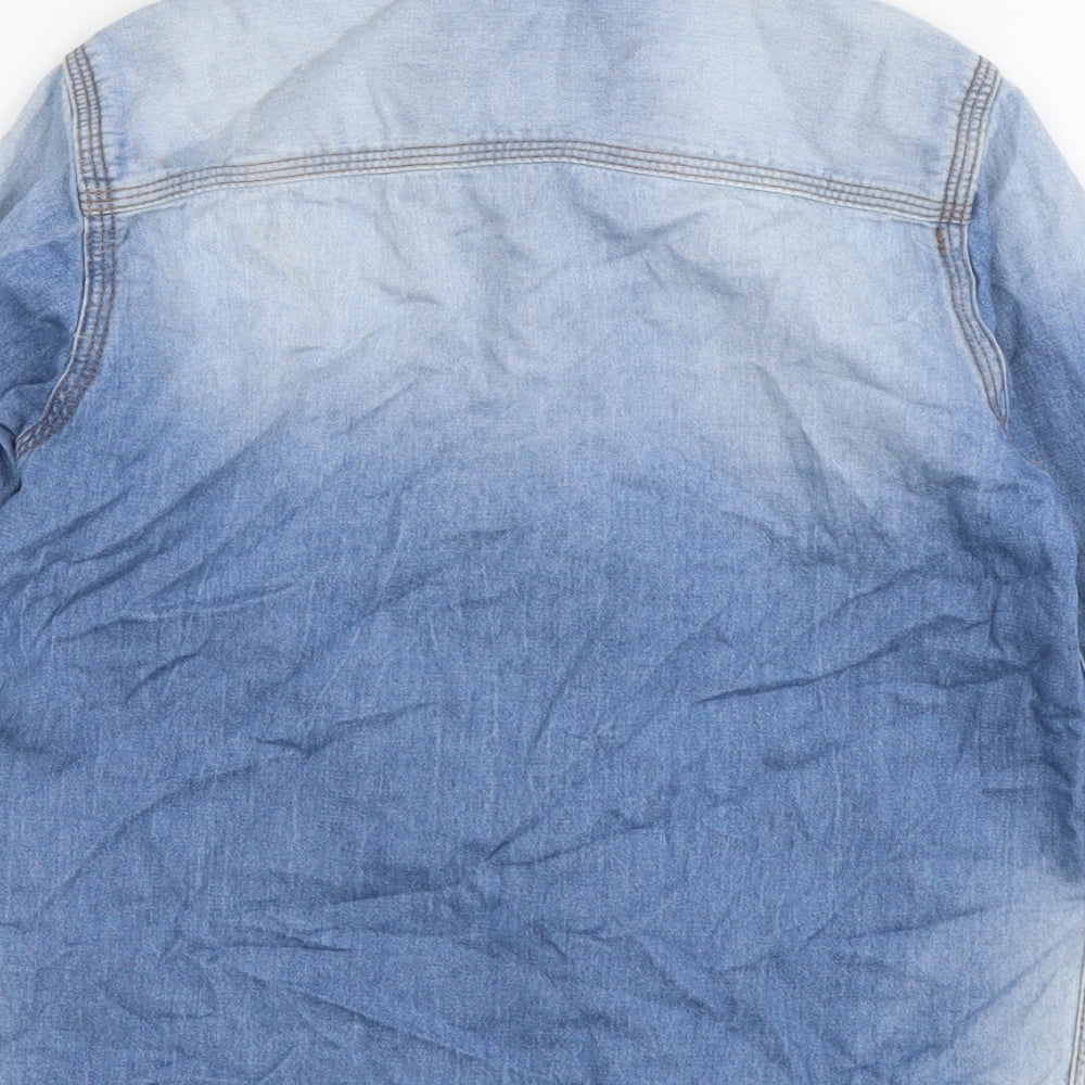 NEXT Girls Blue Cotton Basic Button-Up Size 6 Years Collared Button