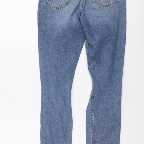 Topshop Womens Blue Cotton Skinny Jeans Size 26 in L32 in Regular Button - Distressed Look