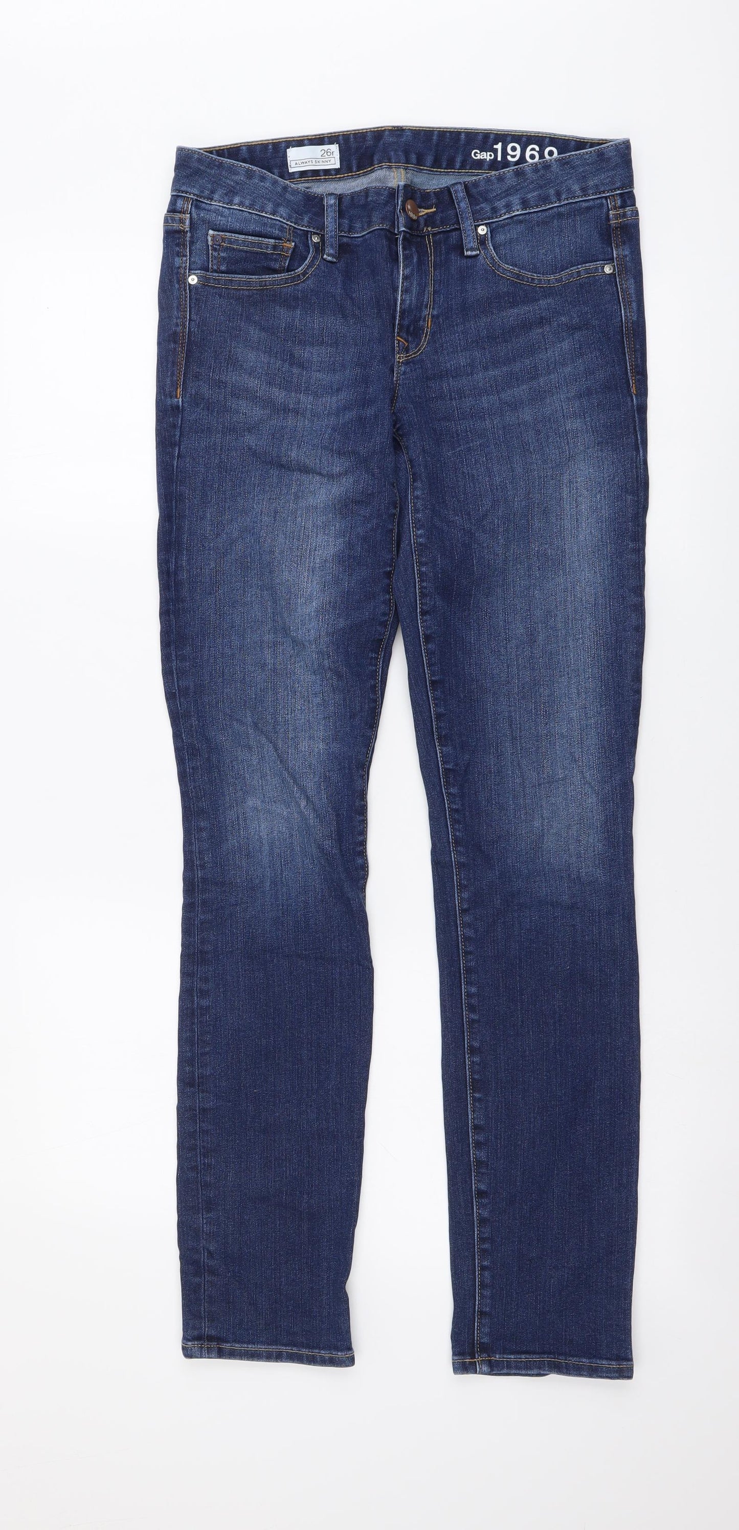 Gap Womens Blue Cotton Skinny Jeans Size 26 in L30 in Regular Button