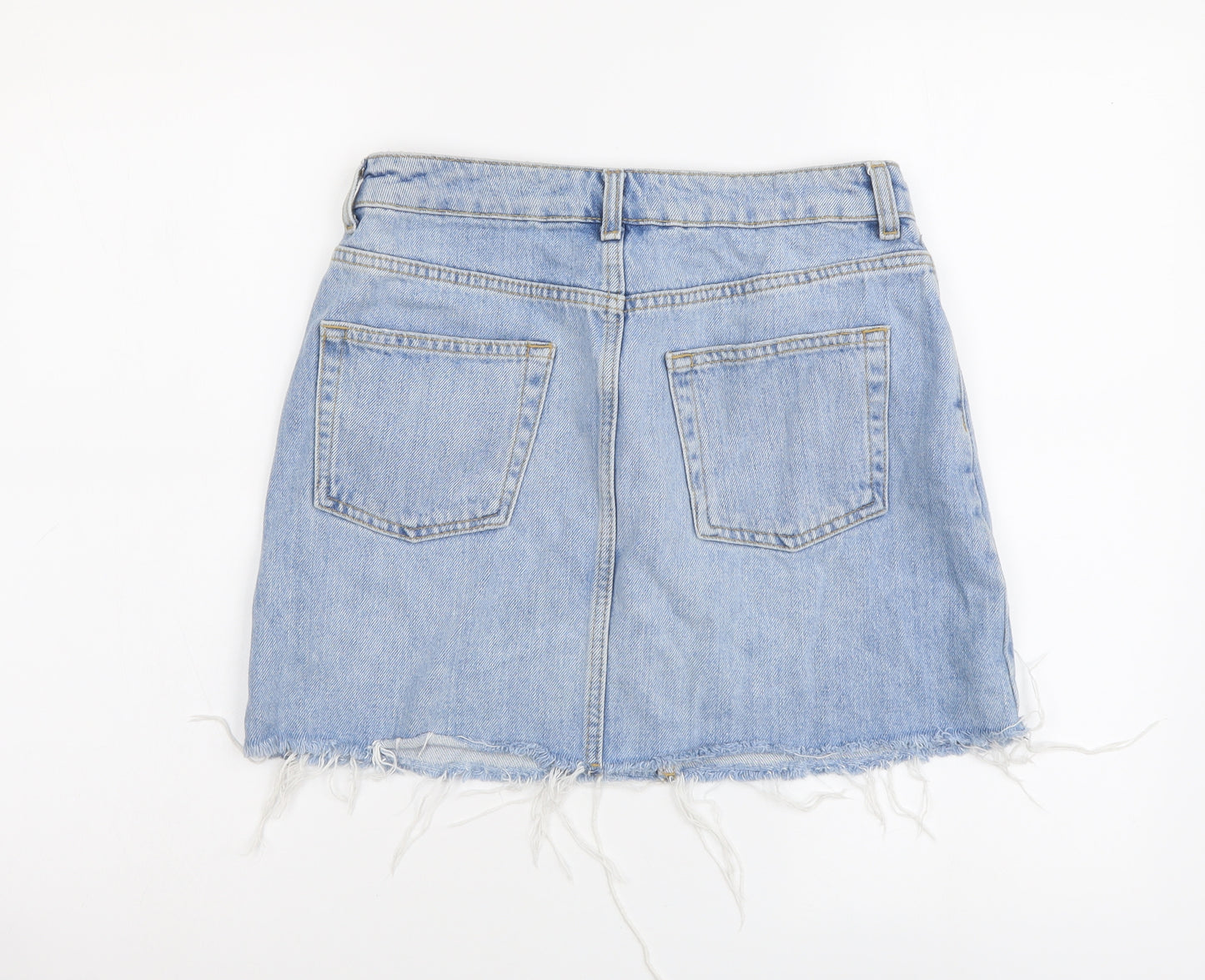 Topshop Womens Blue Cotton Maxi Skirt Size 10 Button