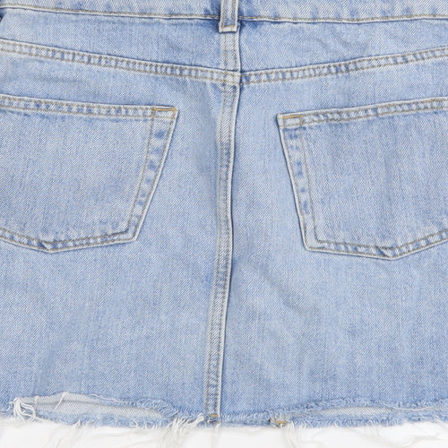 Topshop Womens Blue Cotton Maxi Skirt Size 10 Button