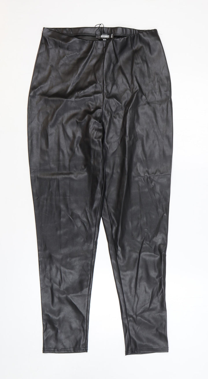 Missguided Womens Black Polyester Trousers Size 14 L27 in Regular