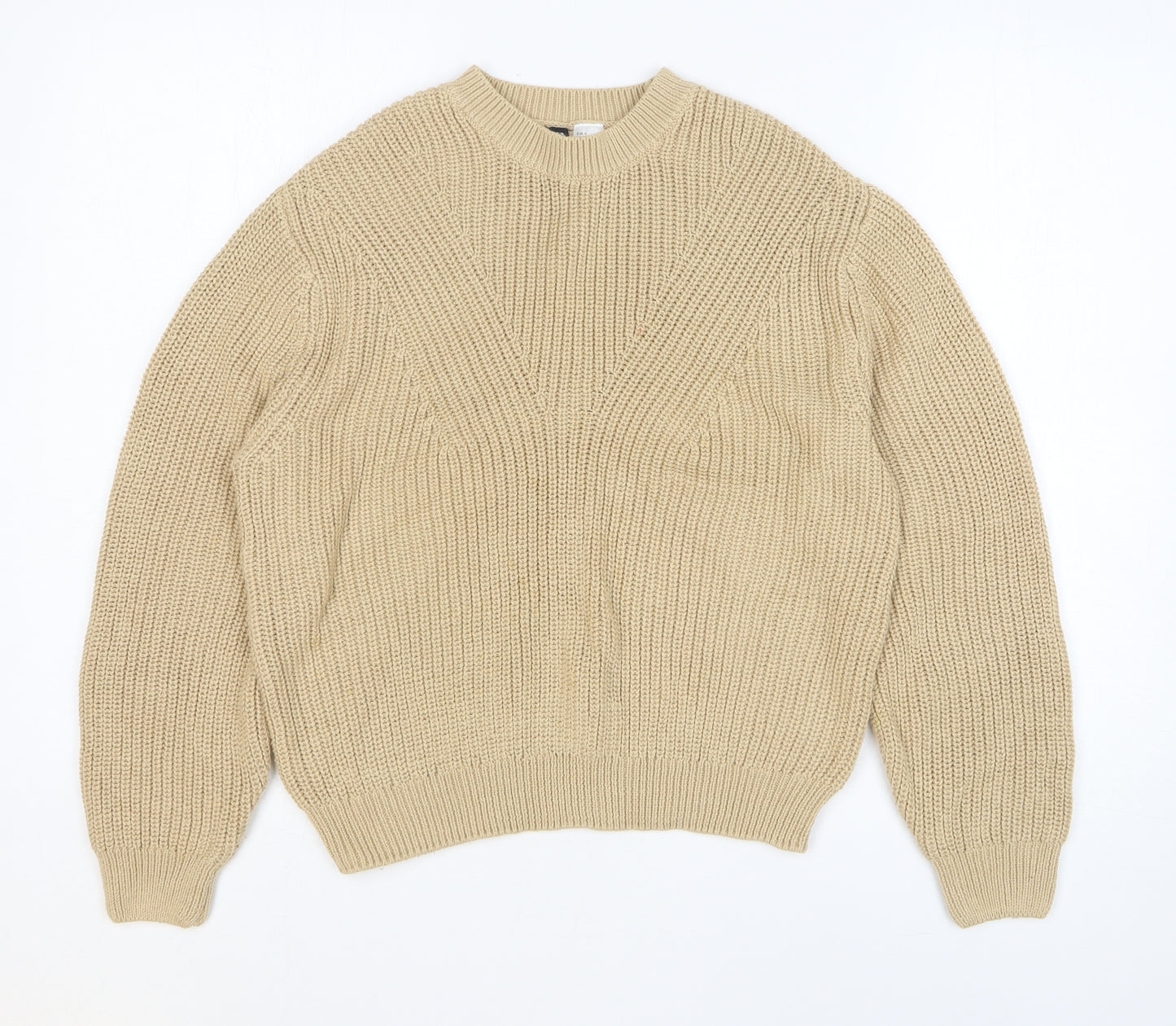 H&M Womens Beige Crew Neck Cotton Pullover Jumper Size S