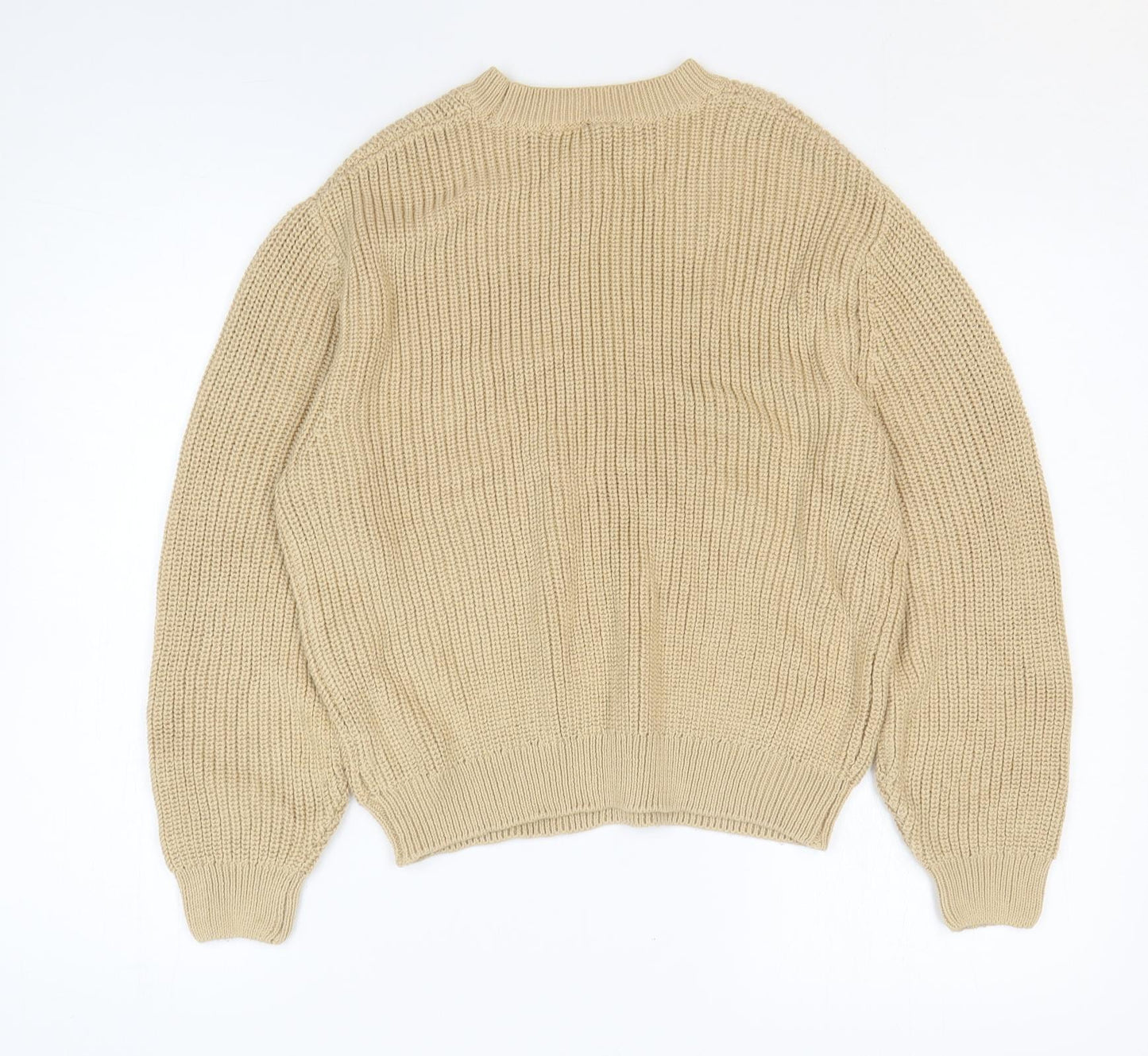 H&M Womens Beige Crew Neck Cotton Pullover Jumper Size S