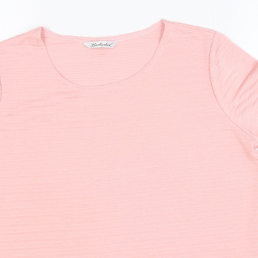 Berkertex Womens Pink Polyester Basic T-Shirt Size 14 Scoop Neck