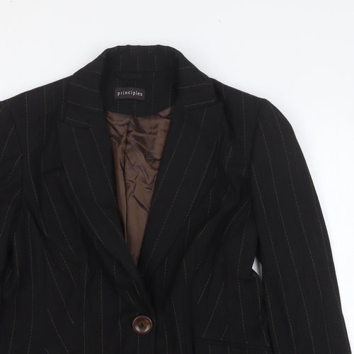 Principles Womens Black Striped Polyester Jacket Blazer Size 14