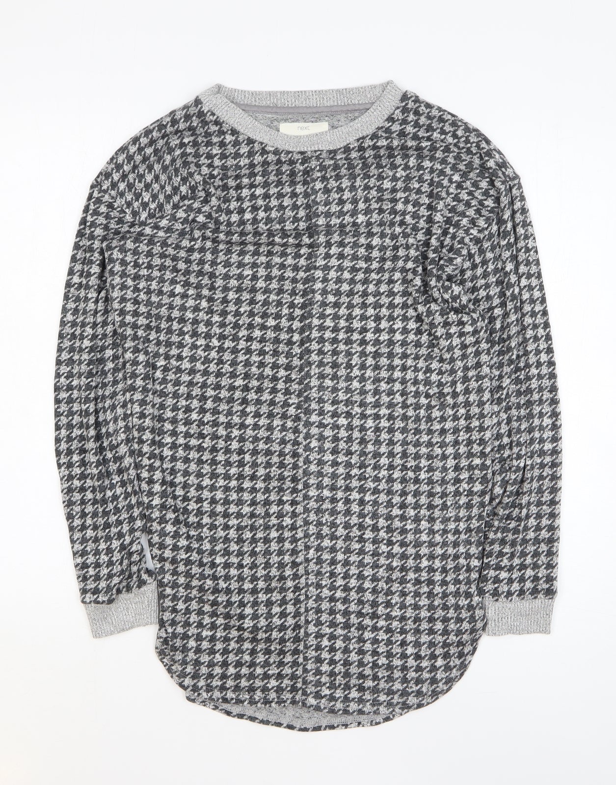 NEXT Womens Grey Geometric Viscose Tunic T-Shirt Size 8 Round Neck