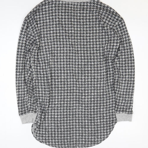 NEXT Womens Grey Geometric Viscose Tunic T-Shirt Size 8 Round Neck