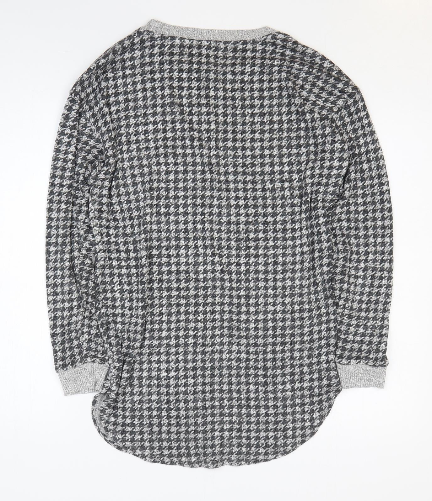 NEXT Womens Grey Geometric Viscose Tunic T-Shirt Size 8 Round Neck