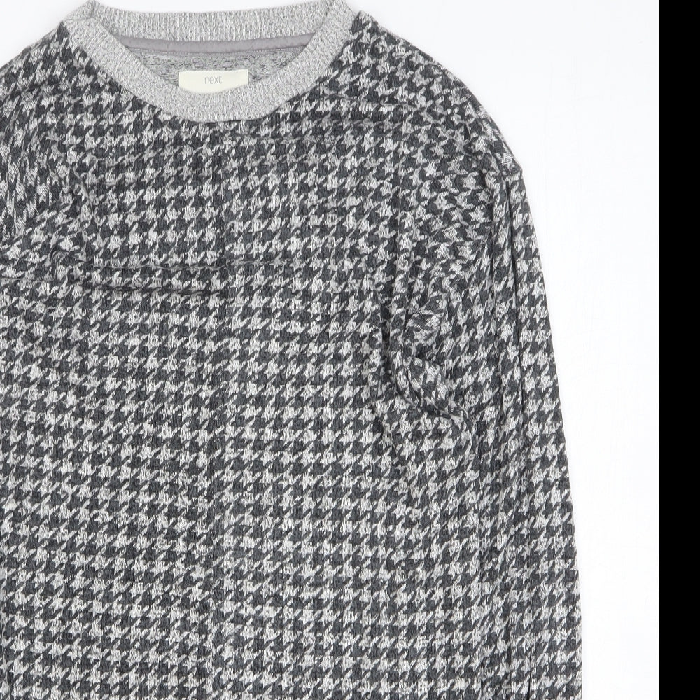 NEXT Womens Grey Geometric Viscose Tunic T-Shirt Size 8 Round Neck