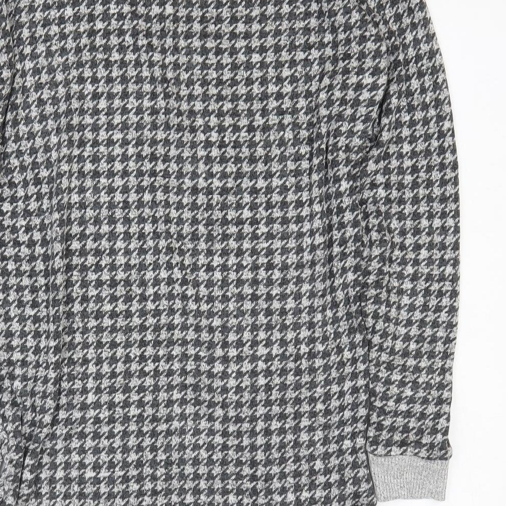 NEXT Womens Grey Geometric Viscose Tunic T-Shirt Size 8 Round Neck