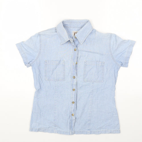 Bensimon Womens Blue Cotton Basic Blouse Size M Collared