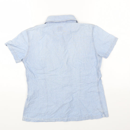 Bensimon Womens Blue Cotton Basic Blouse Size M Collared