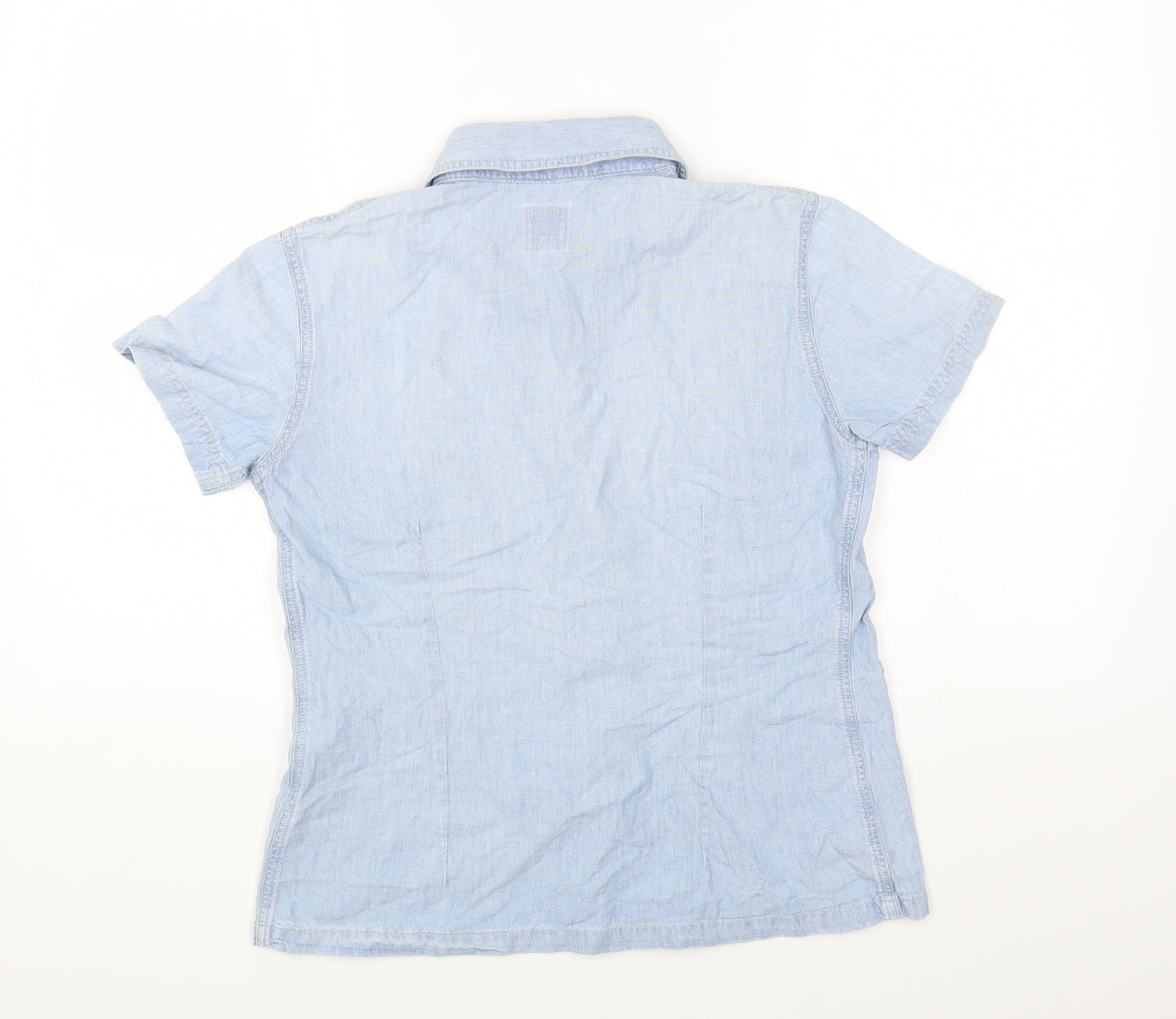 Bensimon Womens Blue Cotton Basic Blouse Size M Collared