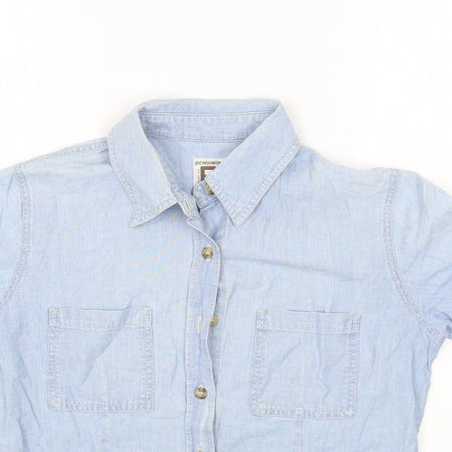 Bensimon Womens Blue Cotton Basic Blouse Size M Collared