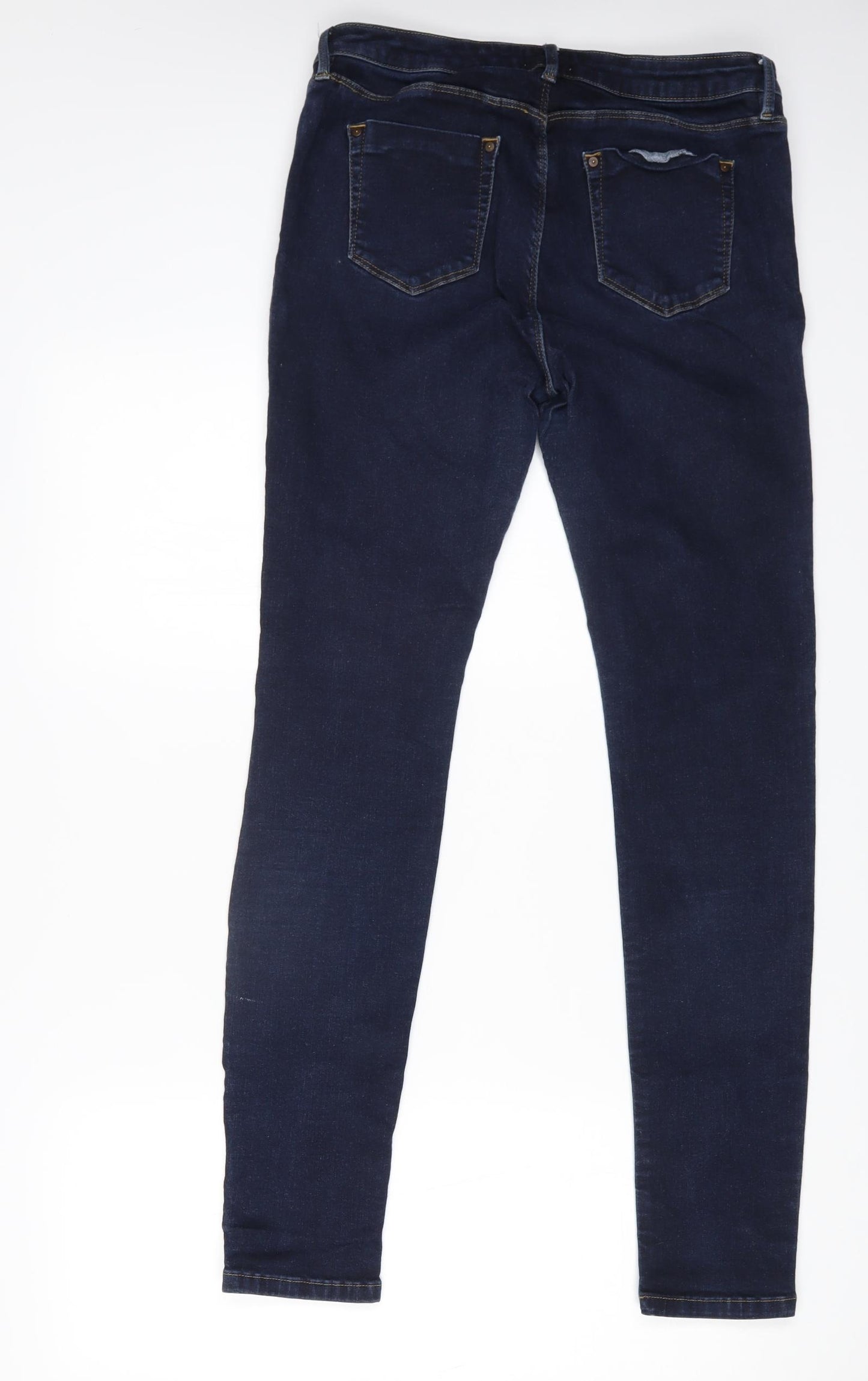 Warehouse Womens Blue Cotton Skinny Jeans Size 16 L28 in Regular Zip