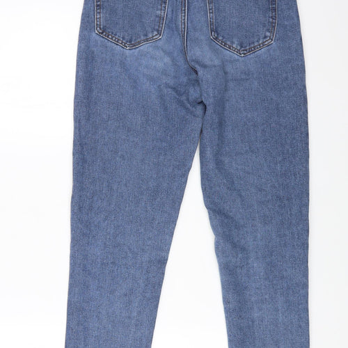 Boohoo Womens Blue Cotton Straight Jeans Size 6 L26 in Regular Zip