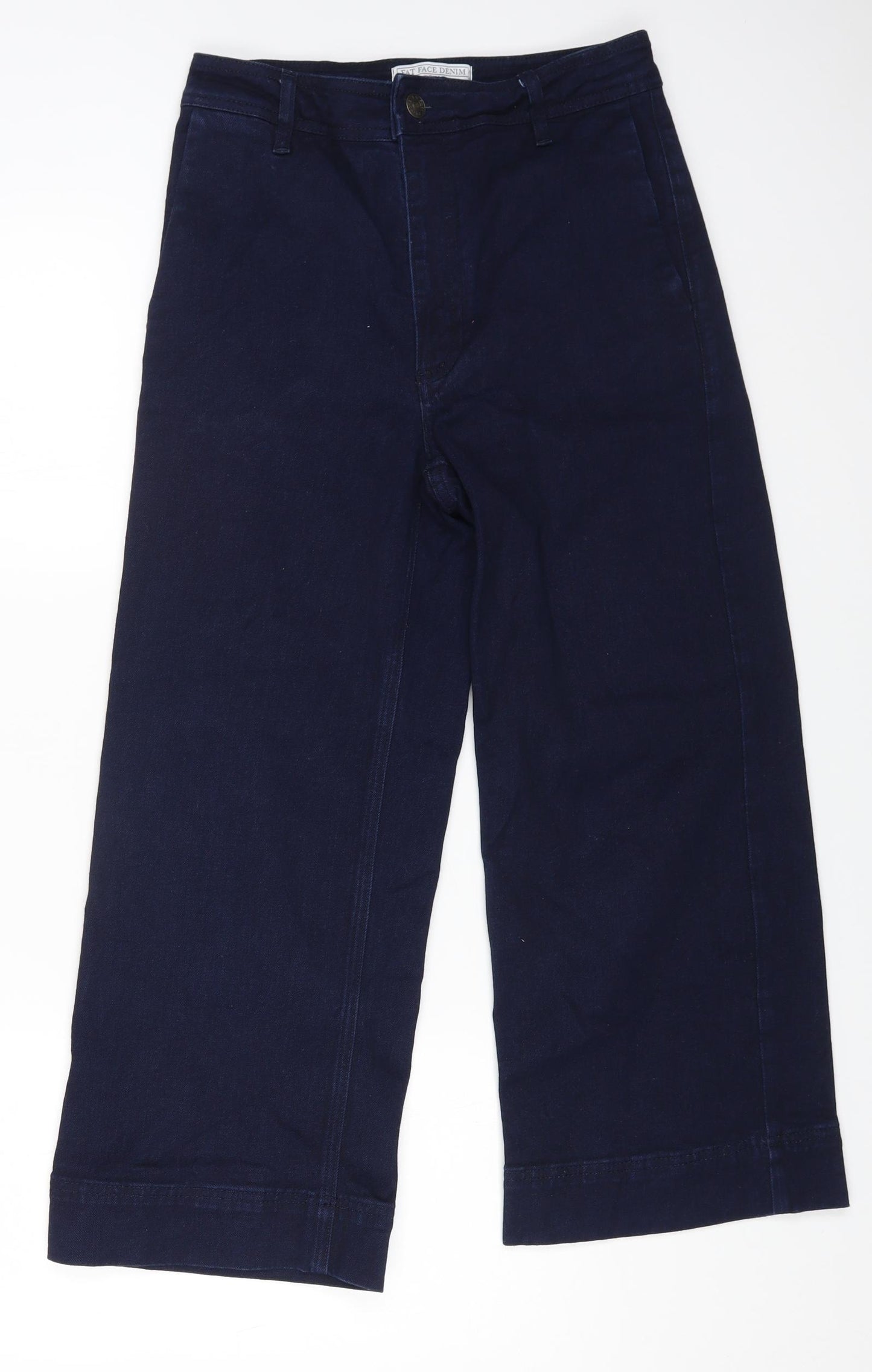 Fat Face Womens Blue Cotton Straight Jeans Size 8 L22 in Regular Zip