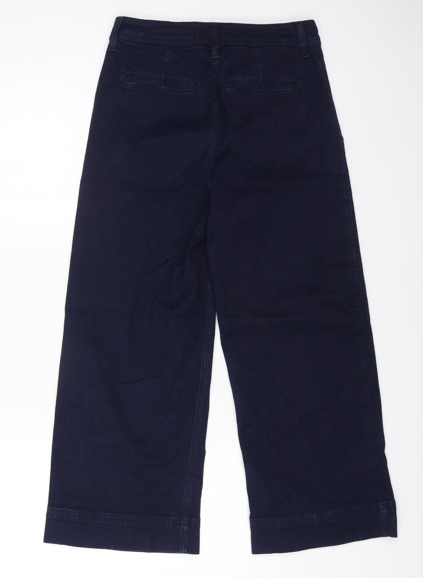 Fat Face Womens Blue Cotton Straight Jeans Size 8 L22 in Regular Zip