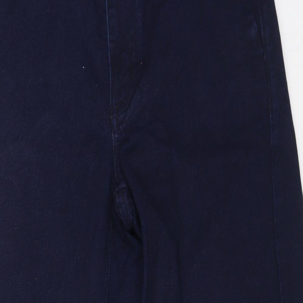 Fat Face Womens Blue Cotton Straight Jeans Size 8 L22 in Regular Zip