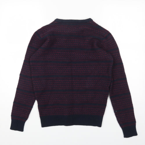 JACK & JONES Mens Red Round Neck Wool Pullover Jumper Size M