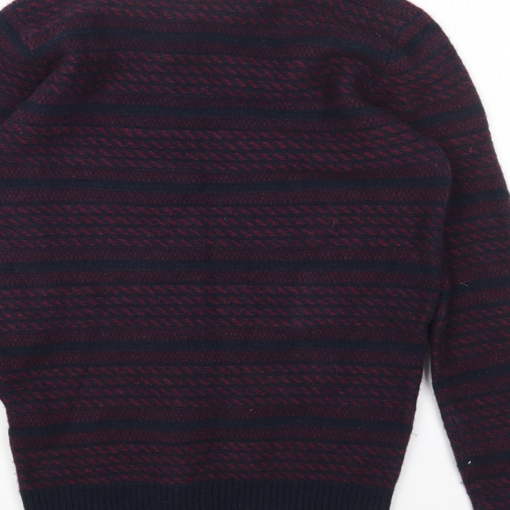 JACK & JONES Mens Red Round Neck Wool Pullover Jumper Size M