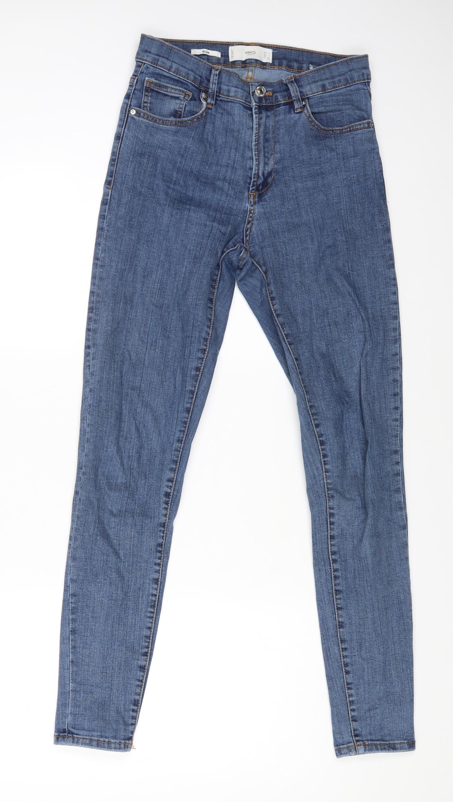 MNG Womens Blue Cotton Skinny Jeans Size 8 L27 in Regular Zip