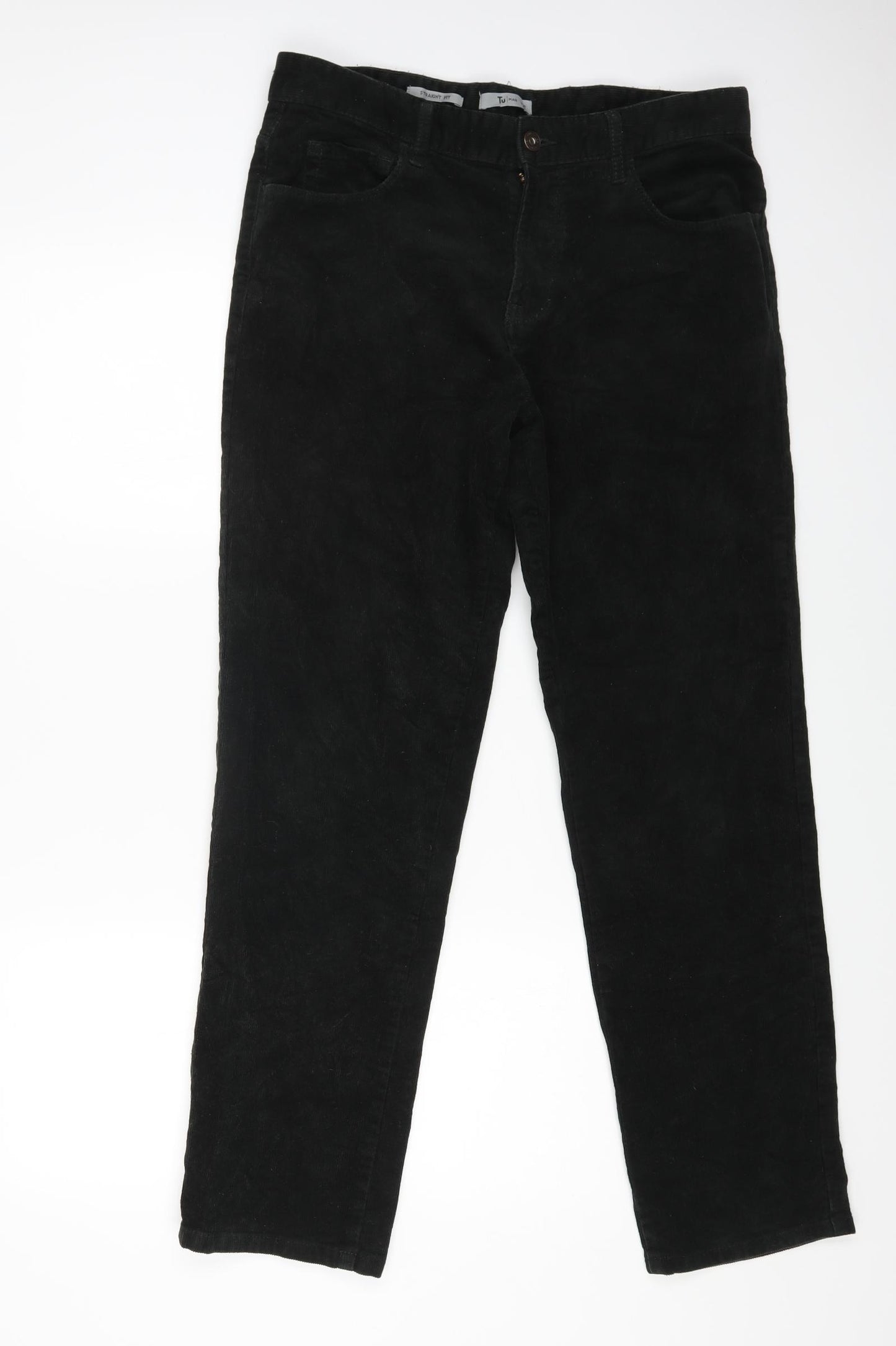 TU Mens Green Cotton Straight Jeans Size 34 in L32 in Regular Zip
