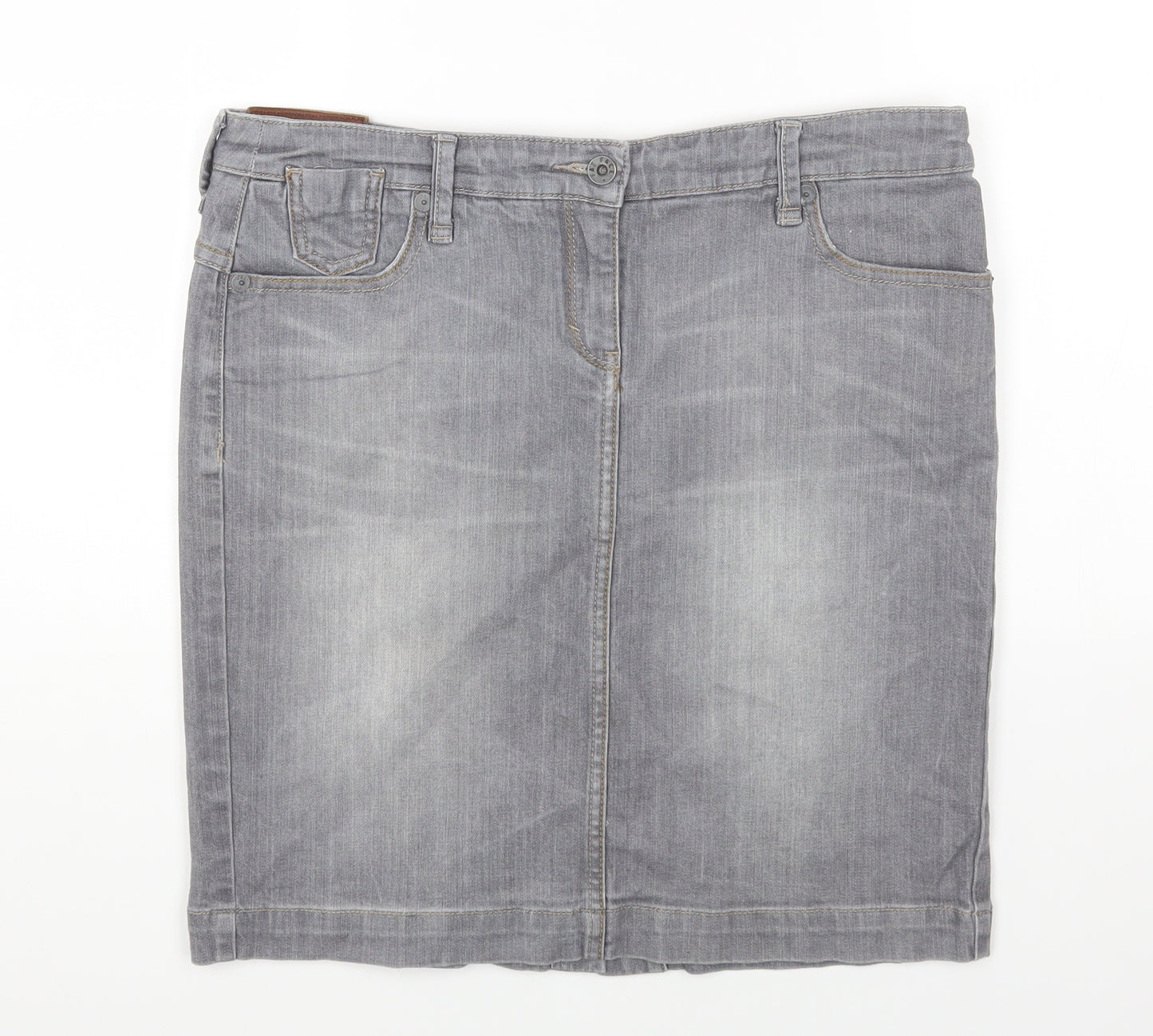 climb high Womens Grey Cotton Straight & Pencil Skirt Size 12 Zip