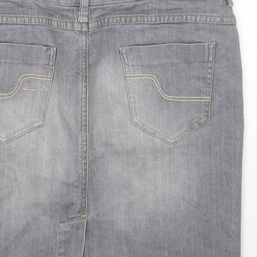 climb high Womens Grey Cotton Straight & Pencil Skirt Size 12 Zip