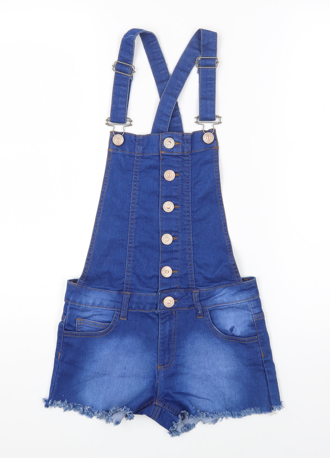 PARISIAN SIGNATURE Womens Blue Cotton Dungaree One-Piece Size 6 Button