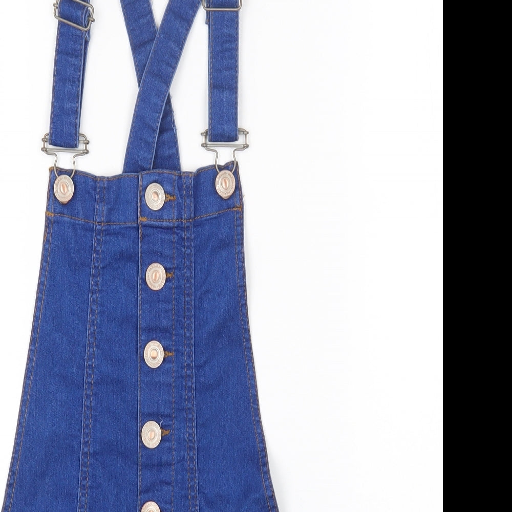 PARISIAN SIGNATURE Womens Blue Cotton Dungaree One-Piece Size 6 Button