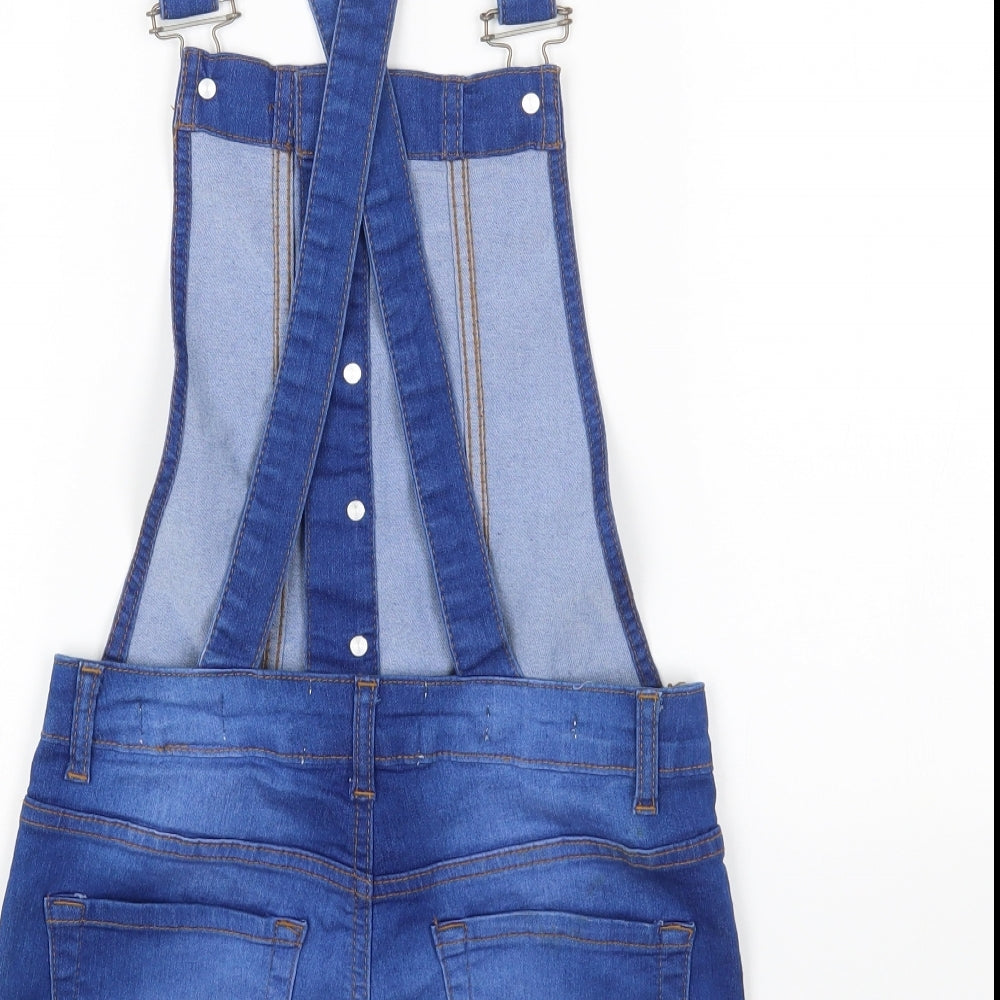 PARISIAN SIGNATURE Womens Blue Cotton Dungaree One-Piece Size 6 Button