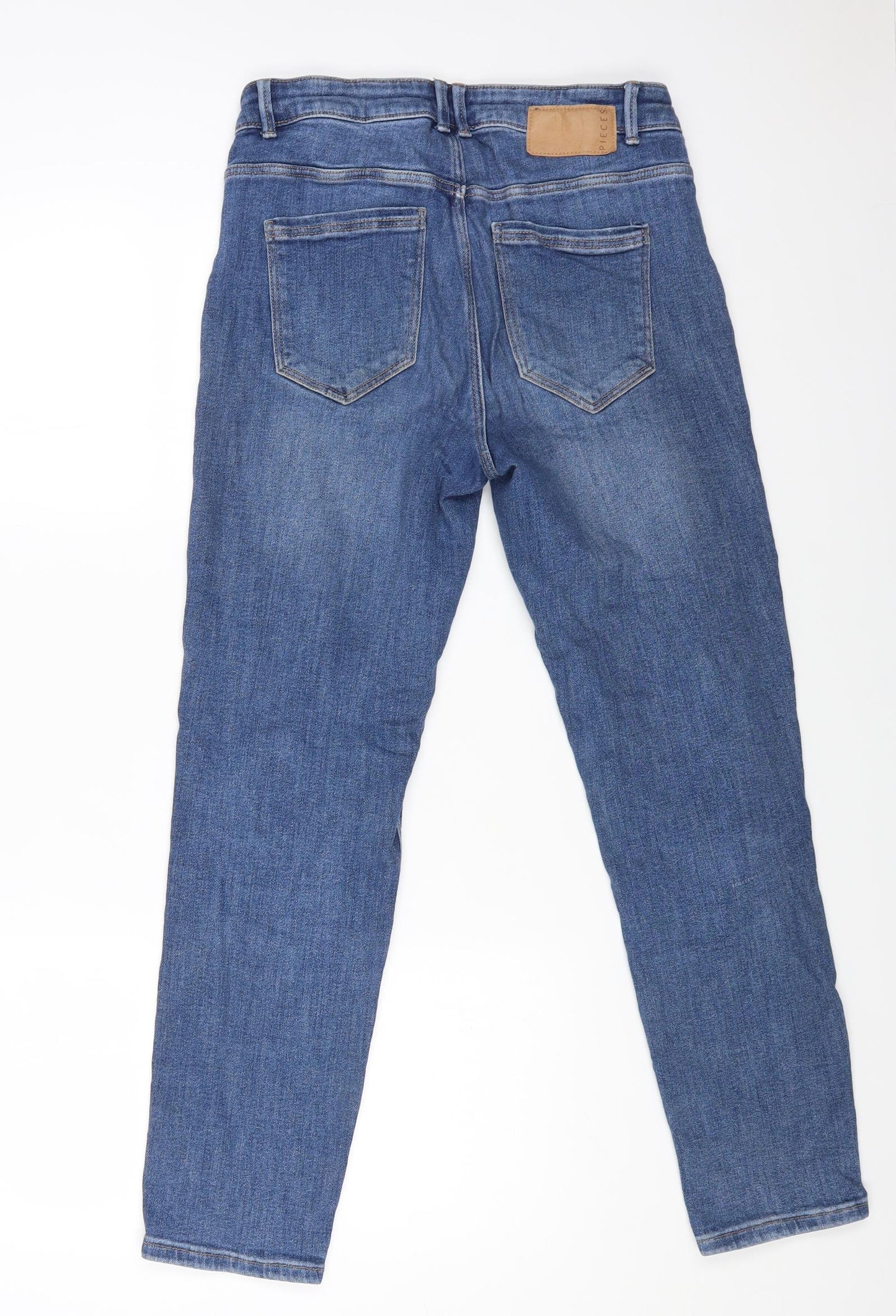 Pieces Womens Blue Cotton Skinny Jeans Size M L25 in Regular Zip