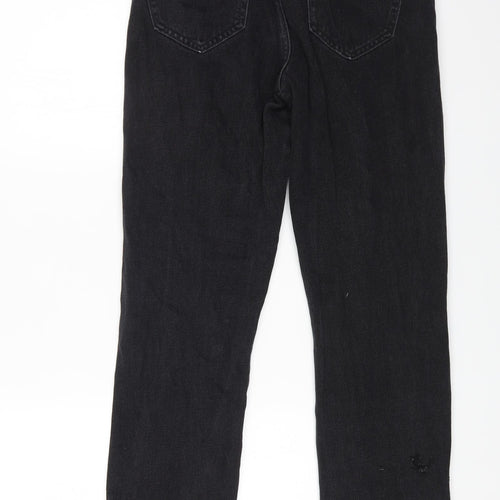 Primark Womens Black Cotton Straight Jeans Size 10 L28 in Regular Zip