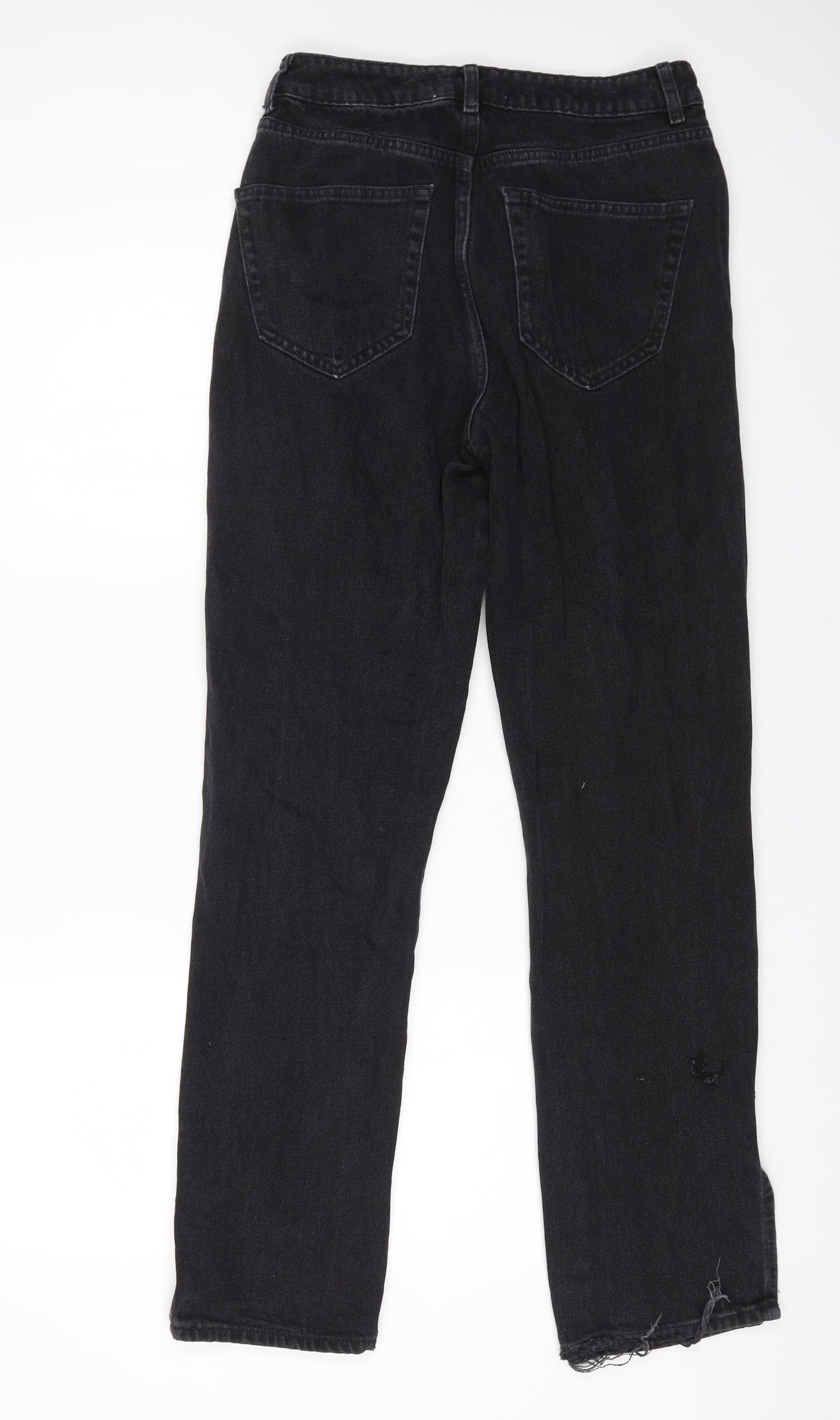 Primark Womens Black Cotton Straight Jeans Size 10 L28 in Regular Zip