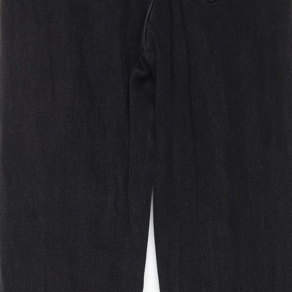 Primark Womens Black Cotton Straight Jeans Size 10 L28 in Regular Zip