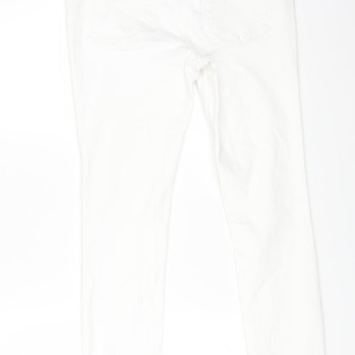 NEXT Womens White Cotton Straight Jeans Size 10 L30 in Regular Zip